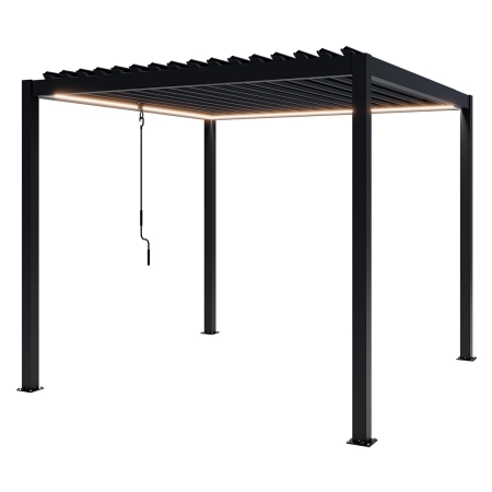 Pergolă de grădină pentru terasă din aluminiu NORDVIC Skyline LED Light 3 x 3 m Antracit