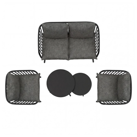 Set de grădină BELLANTI Campitello pentru 4 persoane | Negru | Antracit