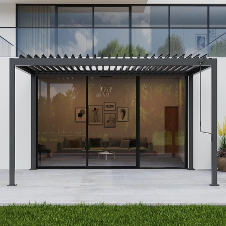 Pergolă de grădină bioclimatică din aluminiu VIKEN 3x4 m antracit NORDVIC