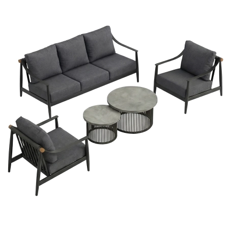 Set de relaxare din aluminiu BELLANTI Siena pentru 5 persoane + măsuță | Antracit