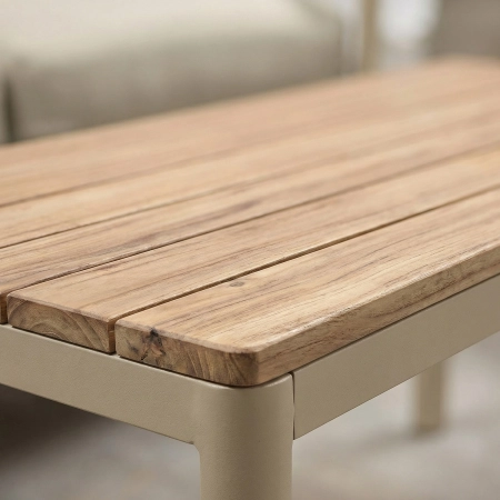 Set de relaxare din aluminiu BELLANTI Bucine pentru 3 persoane + măsuță | Bej | Teak
