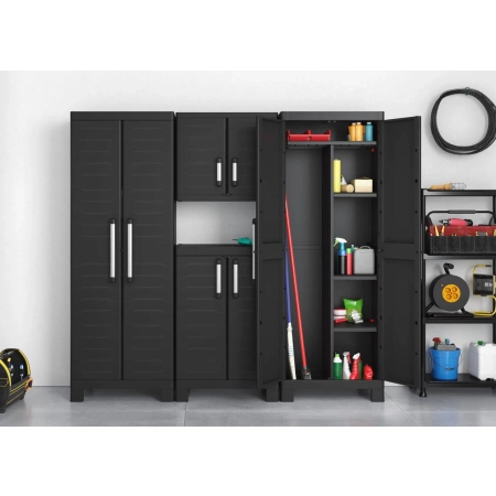 Dulap de garaj multifuncțional înalt 182 cm cu compartiment DETROIT Utility negru, KETER