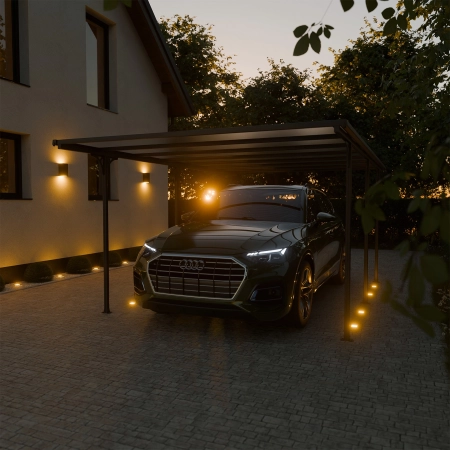 Copertină auto de garaj NORDVIC Njord 3x5 - 313 x 502 x 205 cm cu policarbonat 6 mm, Cold Grey