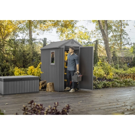Căsuță pentru unelte Darwin 4x6 gri cu podea 125,8x184,5 cm, Keter
