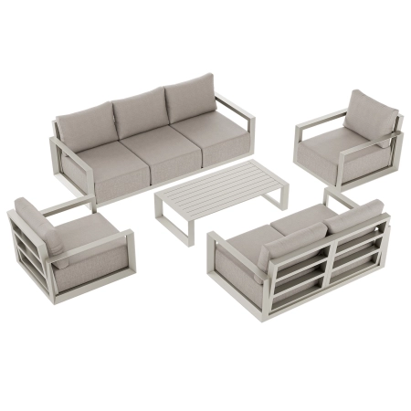 Set de relaxare din aluminiu BELLANTI Empoli pentru 7 persoane + măsuță | Bej