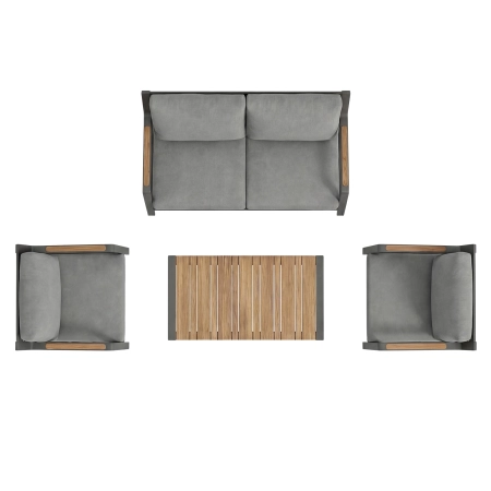 Set de relaxare din aluminiu BELLANTI Certaldo pentru 4 persoane + măsuță | Antracit | Gri | Teak