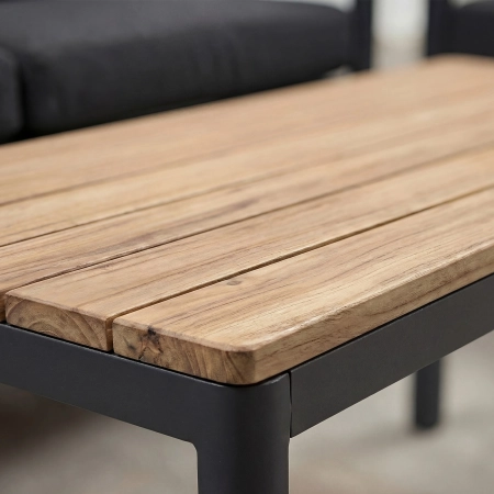 Set de lounge din aluminiu BELLANTI Bucine 3 persoane + măsuță | Negru | Teak