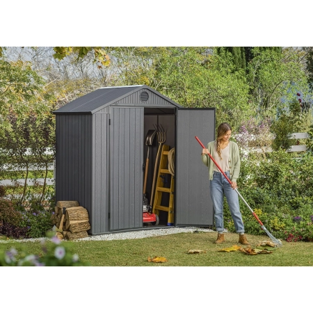 Căsuță pentru unelte Darwin 6x4 gri cu podea 190x122 cm, Keter