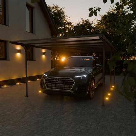Copertină auto adăpost garaj NORDVIC Njord 3x6 - 313 x 573 x 205 cm cu policarbonat 6 mm, Cold Grey