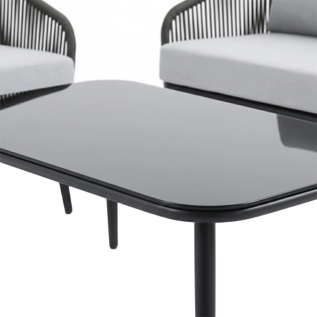 Set de relaxare din aluminiu BELLANTI Livorno 2 persoane + măsuță, Gri și Negru