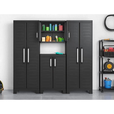 Dulap de garaj multifuncțional înalt 182 cm cu compartiment DETROIT Utility negru, KETER
