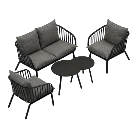 Set de grădină BELLANTI Campitello pentru 4 persoane | Negru | Antracit