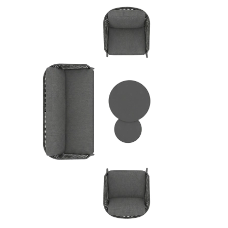 Set de relaxare din aluminiu BELLANTI Firenze pentru 4 persoane + măsuță | Antracit