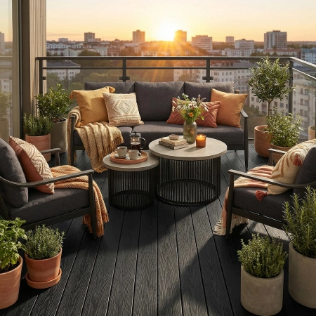Set de relaxare din aluminiu BELLANTI Siena pentru 5 persoane + măsuță | Antracit