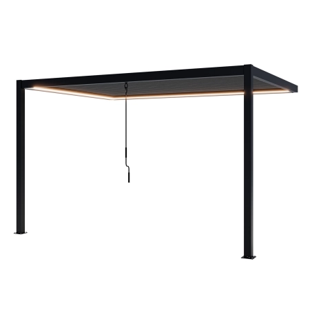 Pergolă de perete pentru terasă din aluminiu NORDVIC Skyline LED Light - 3 x 4 m Antracit